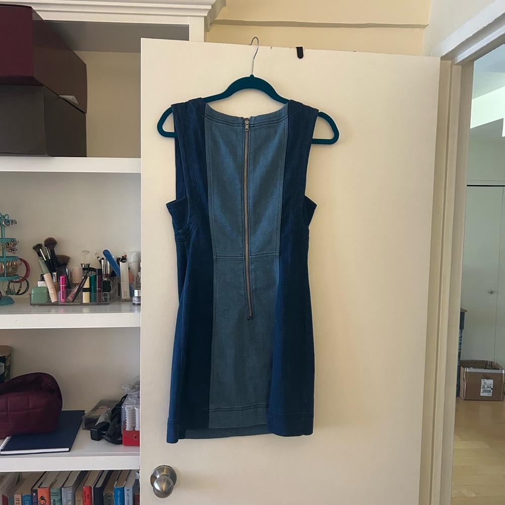 Pilcro Two-Tone Blue Denim Mini Dress - Picture 2 of 4
